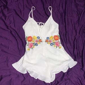 White flowery romper